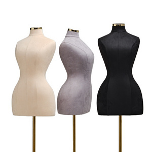 Women dress form mannequin sexy girl size big hips bust lady BBL half body curvy female torso golden stand