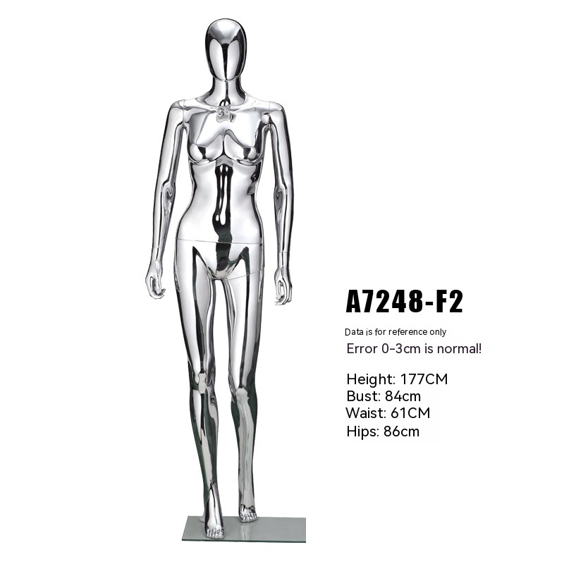 Clothing store high-grade female full body Mannequin FiberGlass electroplate silver window dummy wedding shop display shelf