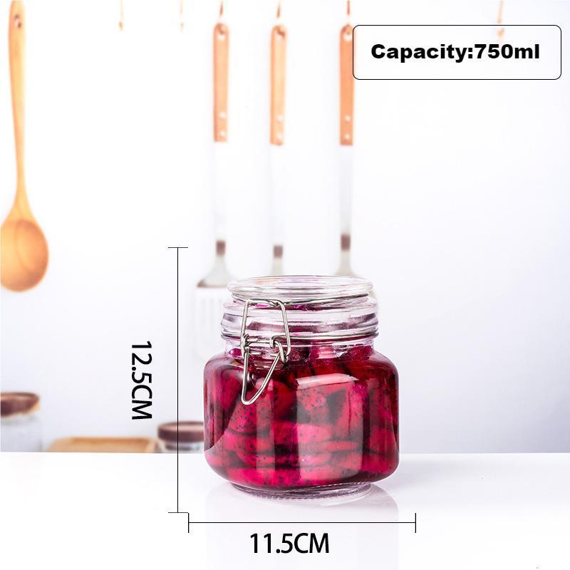 Wide Mouth Thick Leak Proof Gasket Storage Jars Organizer Canister Clip Jam Juice Pickles Glass Kitchen Food Borosilicate Glass