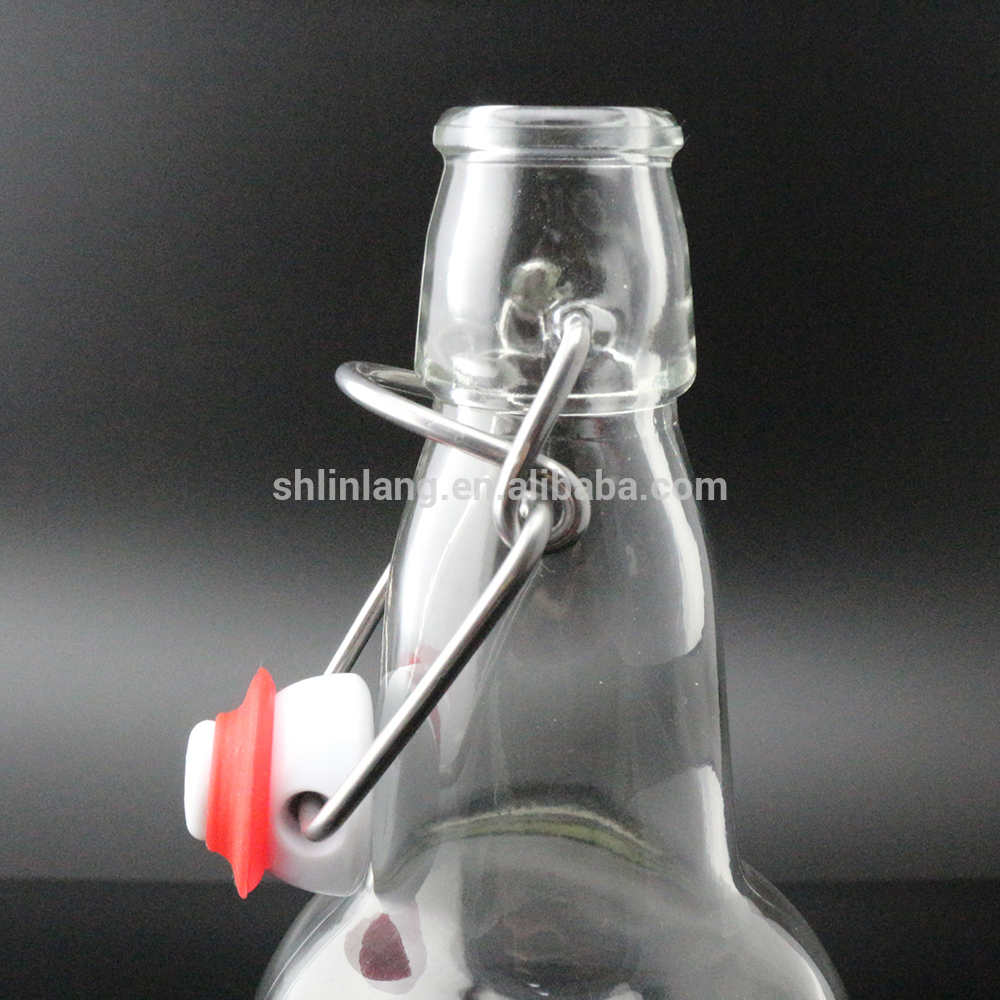 Shanghai Linlang wholesale customized logo available swing top 1 liter glass milk beverages bottle