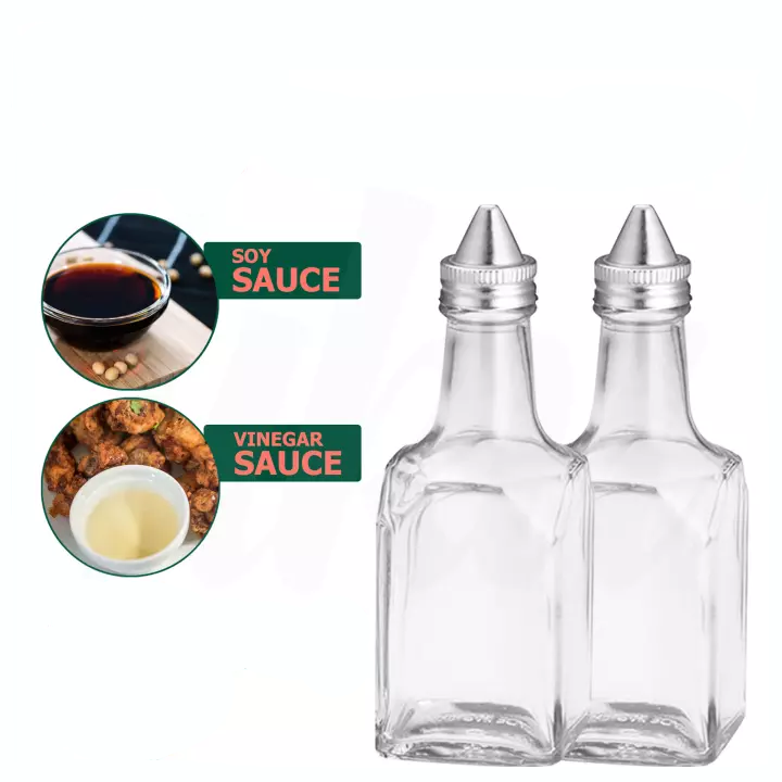 shanghai 6 oz. (Ounce) Tabletop Oil and Vinegar soy sauce stainless steel spice jars Cruet Glass Bottle Cruets Dispenser