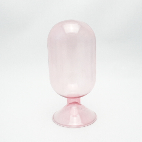 Custom size and color blown small fireplace match glass cloche pink