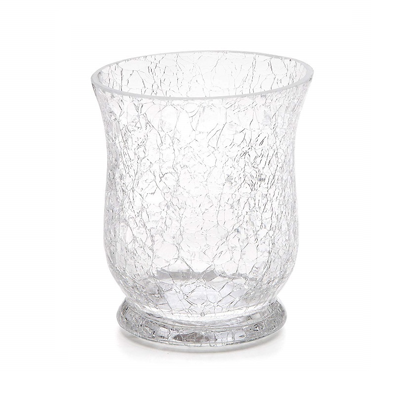 Shanghai Linlang Wholesale Custom Printed Candle Jars Crackle Glass Hurricane Candle Holder