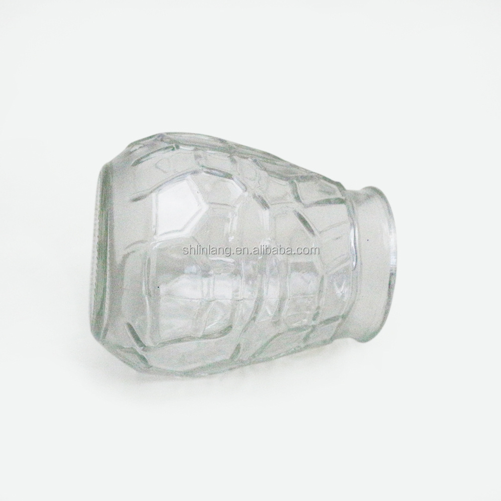 Linlang Wholesale Round Glass Candle Holder With Crack Embossed