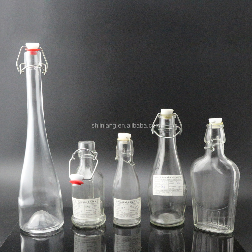 Shanghai Linlang wholesale clip lid Glass Bottle with swing top