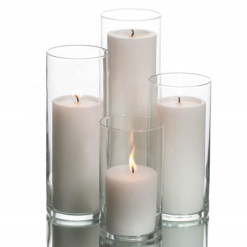 Linlang Wholesale Tall Clear Glass Candle Holders Glass Cylinder Candle Holders For Weddings