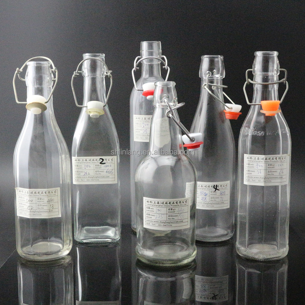 Shanghai Linlang wholesale clip lid Glass Bottle with swing top