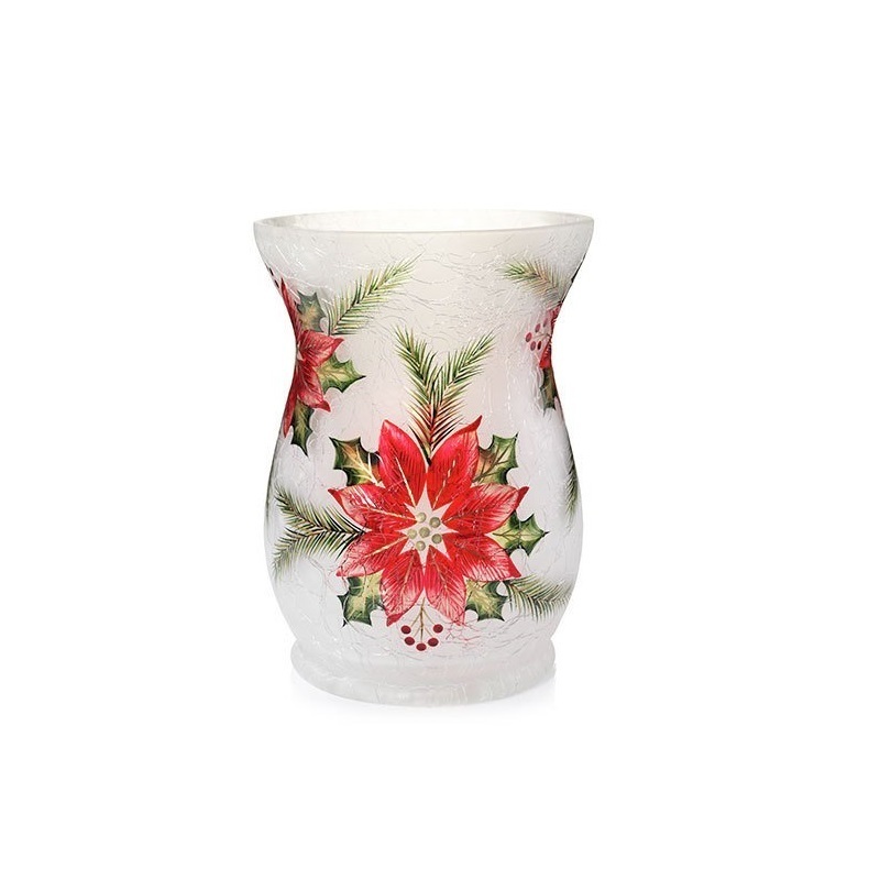 Shanghai Linlang Wholesale Custom Printed Candle Jars Crackle Glass Hurricane Candle Holder