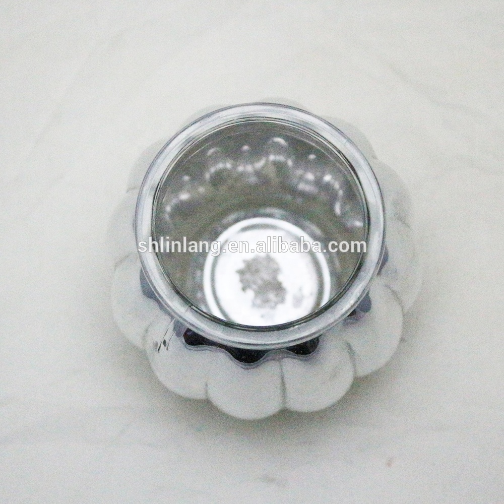 Linlang Shanghai Wholesale Metallic Silver Glass Pumpkin Cup Glass Pumpkin Candle Holder