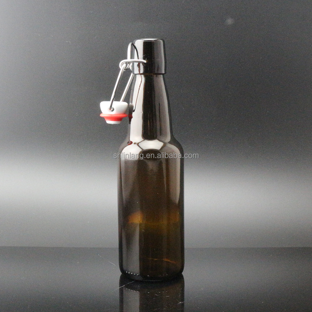 Shanghai Linlang wholesale ceramic swing top beer bottle amber glass swing top bottles