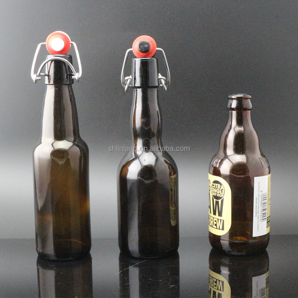 Shanghai Linlang wholesale ceramic swing top beer bottle amber glass swing top bottles