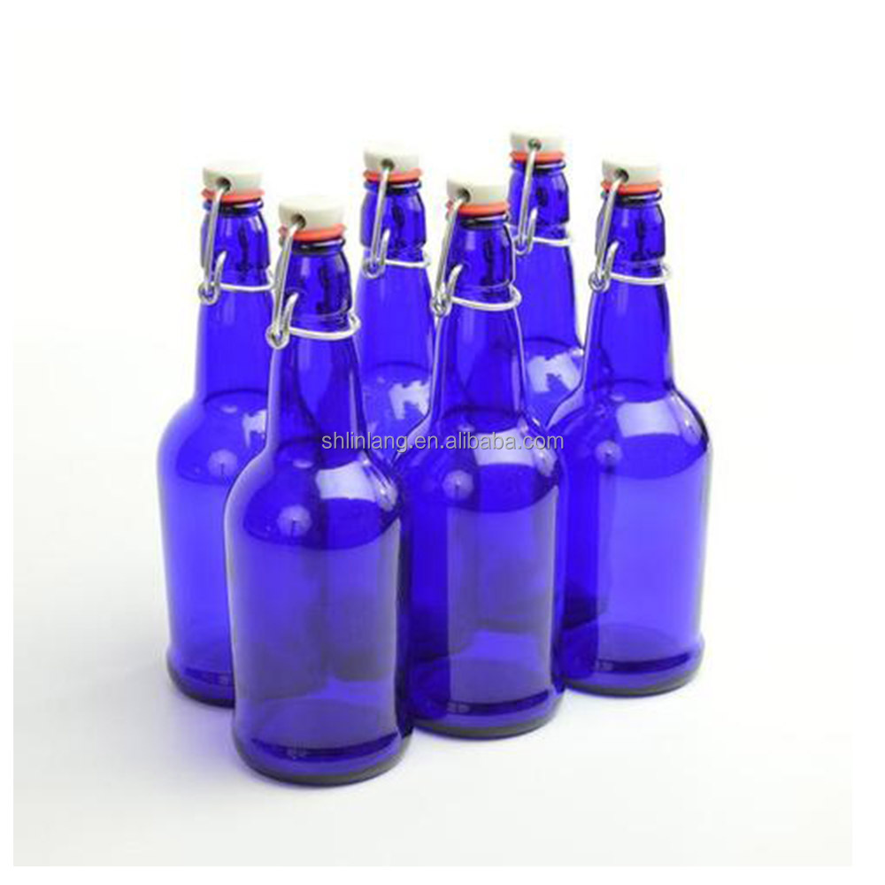 Shanghai Linlang wholesale cobalt blue swing top bottles