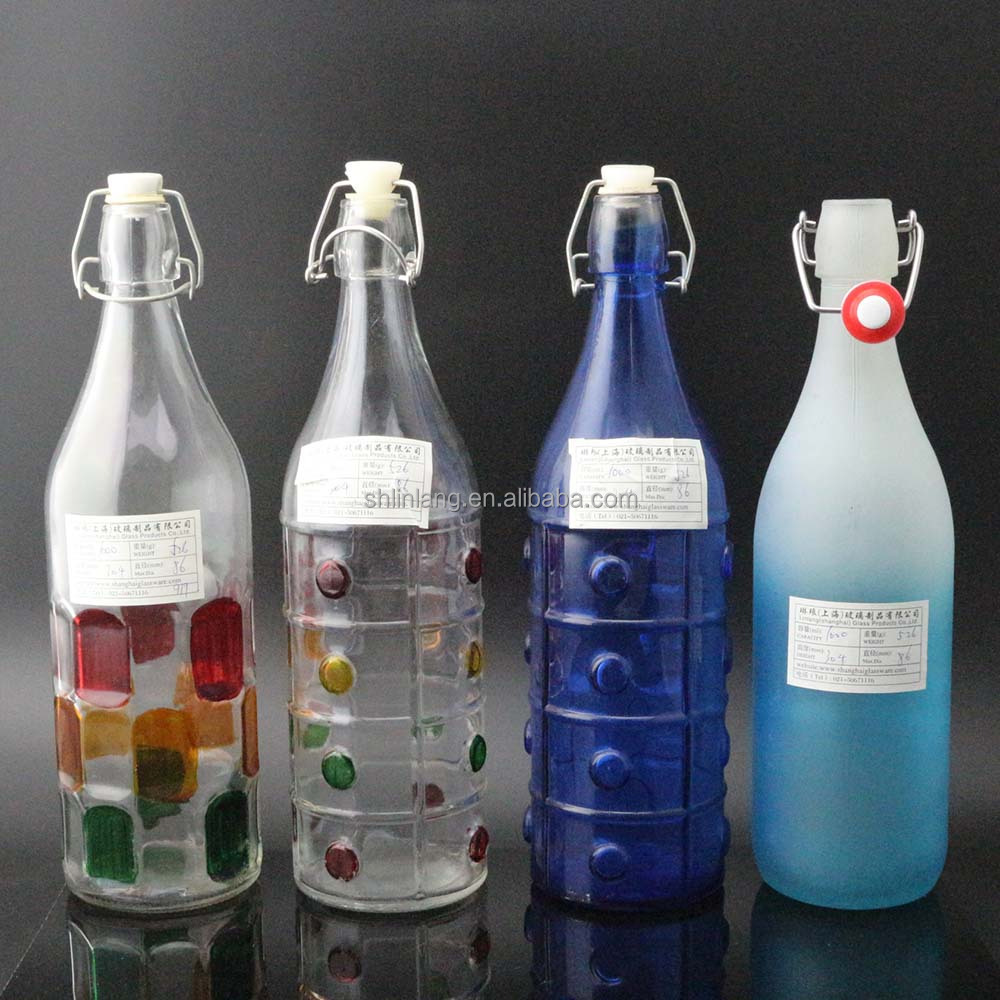 Shanghai Linlang wholesale clip lid Glass Bottle with swing top