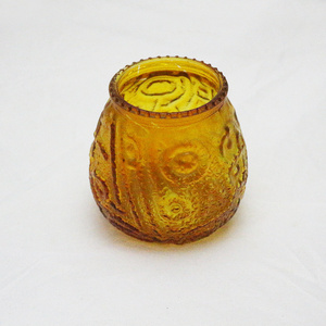 Linlang Popular Amber Glass Candle Holder Vintage glass candle holder