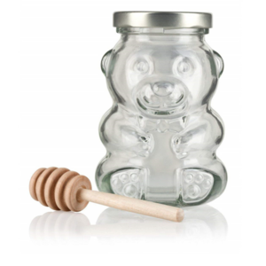 shanghai food grade unique teddy bear shaped for honey jar glass jam bottle container with metal cap