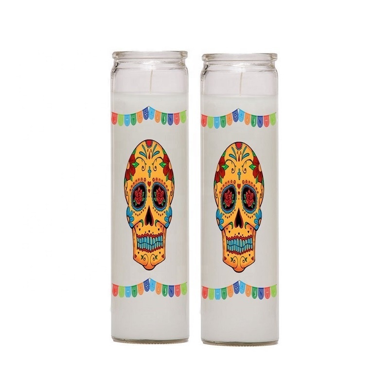 Linlang Shanghai Day of the dead VELADORAS DE CRISTAL DE 8 PULGADAS 7 Day Religious Candles Glass Jar