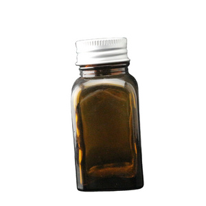 Wholesale  amber french square glass bottle with Black Cap