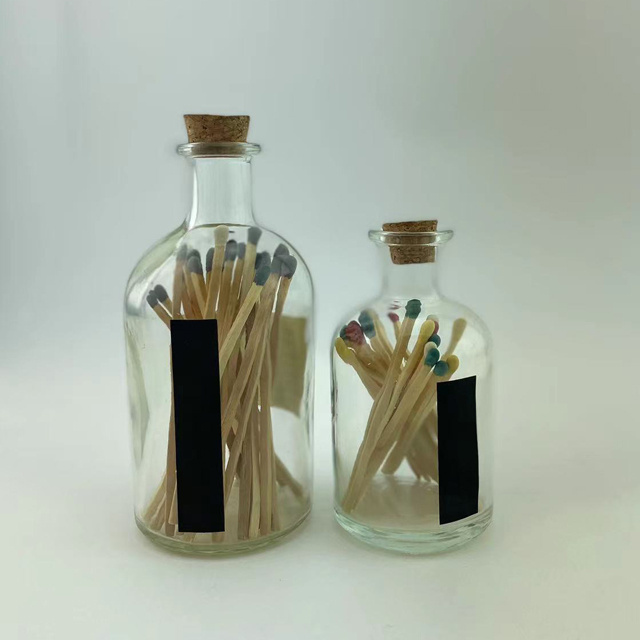 Custom size Glass Match Cloche Jar Decorative Matches for Candles Matches in a jar with Striker