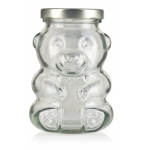 food grade unique teddy bear shaped for jam glass jars honey bottle containers with twist off metal cap