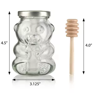 food grade unique teddy bear shaped for jam glass jars honey bottle containers with twist off metal cap