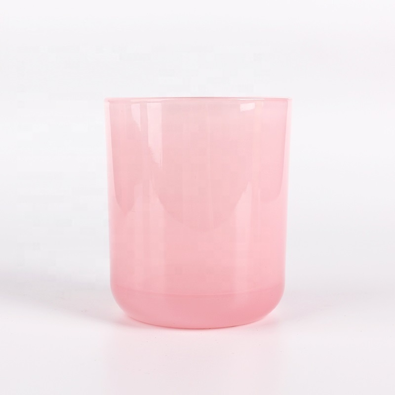 Linlang Shanghai Wholesale Round Base Colored Glass Candle Jars Pink Glass Candle Jars