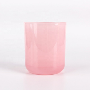 Linlang Shanghai Wholesale Round Base Colored Glass Candle Jars Pink Glass Candle Jars