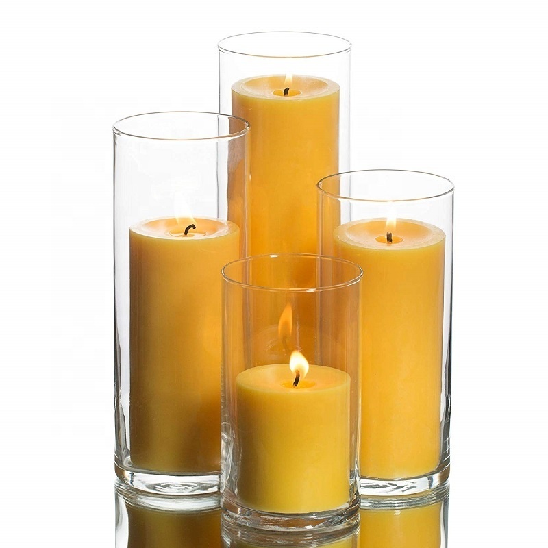 Linlang Wholesale Tall Clear Glass Candle Holders Glass Cylinder Candle Holders For Weddings