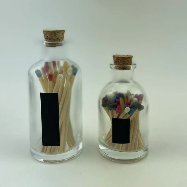 Custom size Glass Match Cloche Jar Decorative Matches for Candles Matches in a jar with Striker