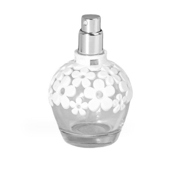 Wholesale  fashion30ml  display perfume glass  bottle with flower shape cap