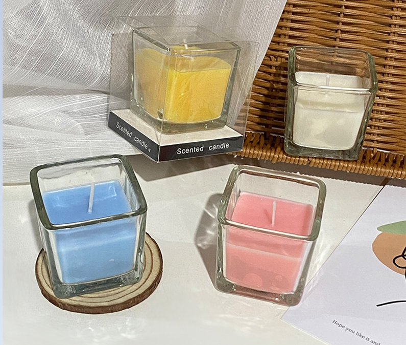 Linlang Shanghai Custom China Supplier Square Candle Votive Square Cube Glass Candle Jar