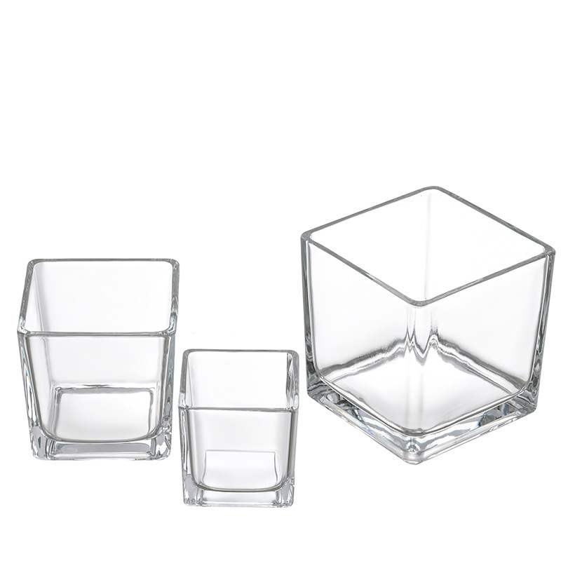 Linlang Shanghai Custom China Supplier Square Candle Votive Square Cube Glass Candle Jar