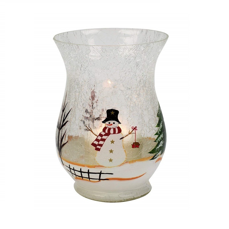 Shanghai Linlang Wholesale Custom Printed Candle Jars Crackle Glass Hurricane Candle Holder