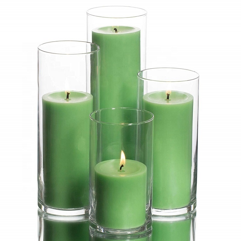 Linlang Wholesale Tall Clear Glass Candle Holders Glass Cylinder Candle Holders For Weddings