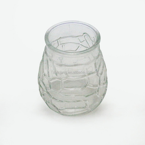 Linlang Wholesale Round Glass Candle Holder With Crack Embossed