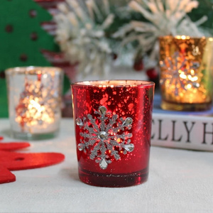 Shanghai Linlang Wholesale Christmas Decorative Glass Candle Holder Mercury Glass Votive Candle Holder