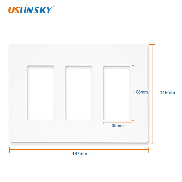 Shanghai Linsky Plastic Electrical White trip Decorator Screw less Wall Plate switch cover