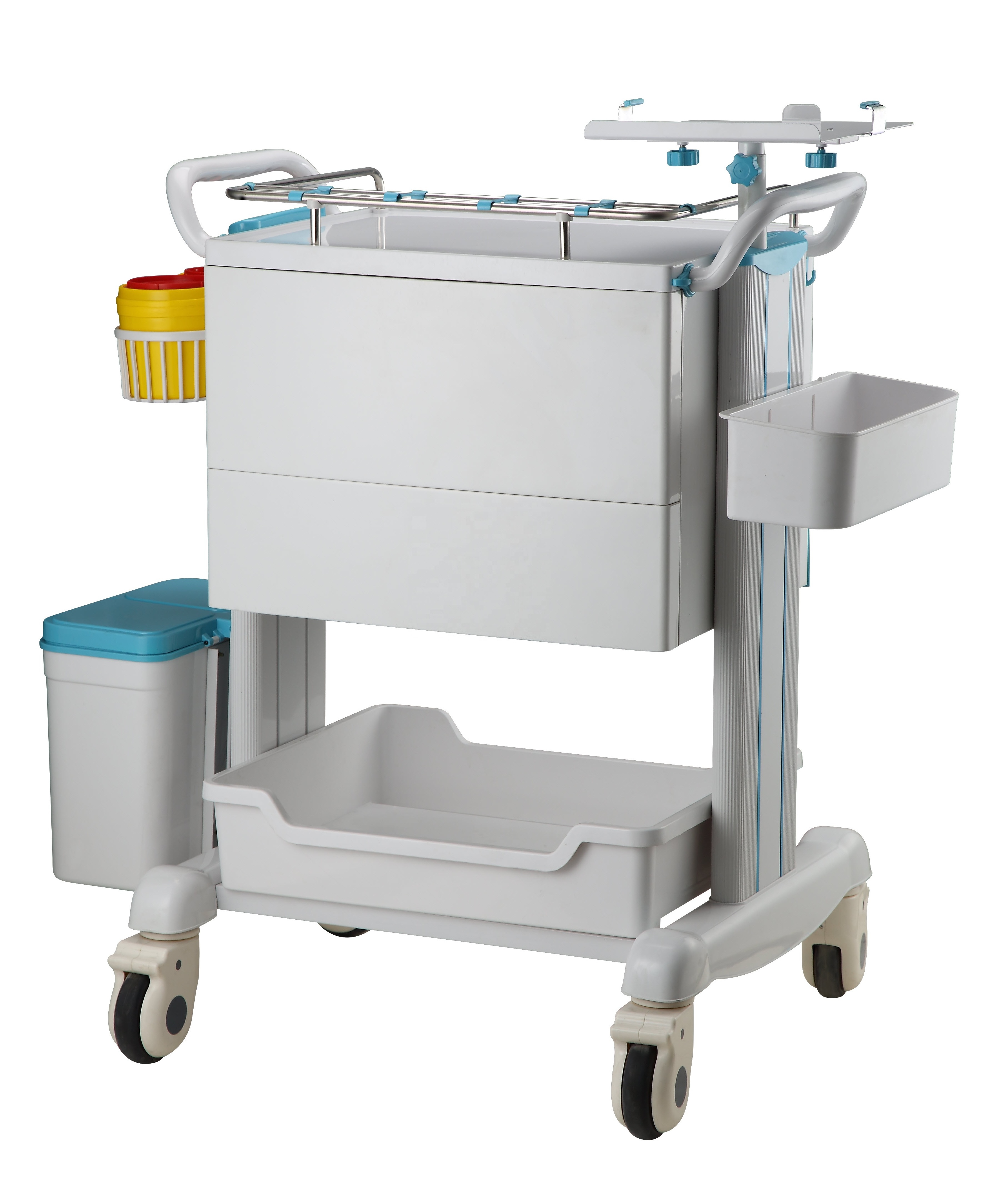 Used Mobile Adjustable Rolling Hospital Grade Laptop Carts On Wheels For Medical Offices