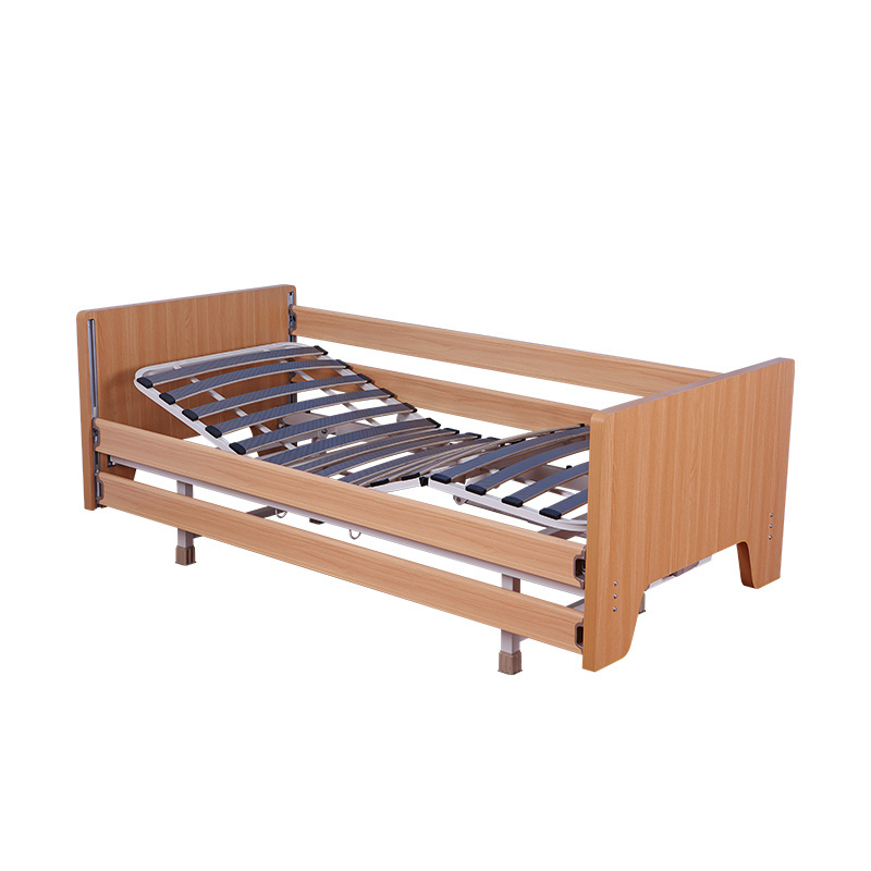 Functional home nursing bed with foldable side rail