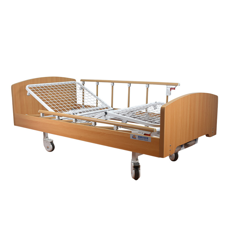 Functional home nursing bed with foldable side rail