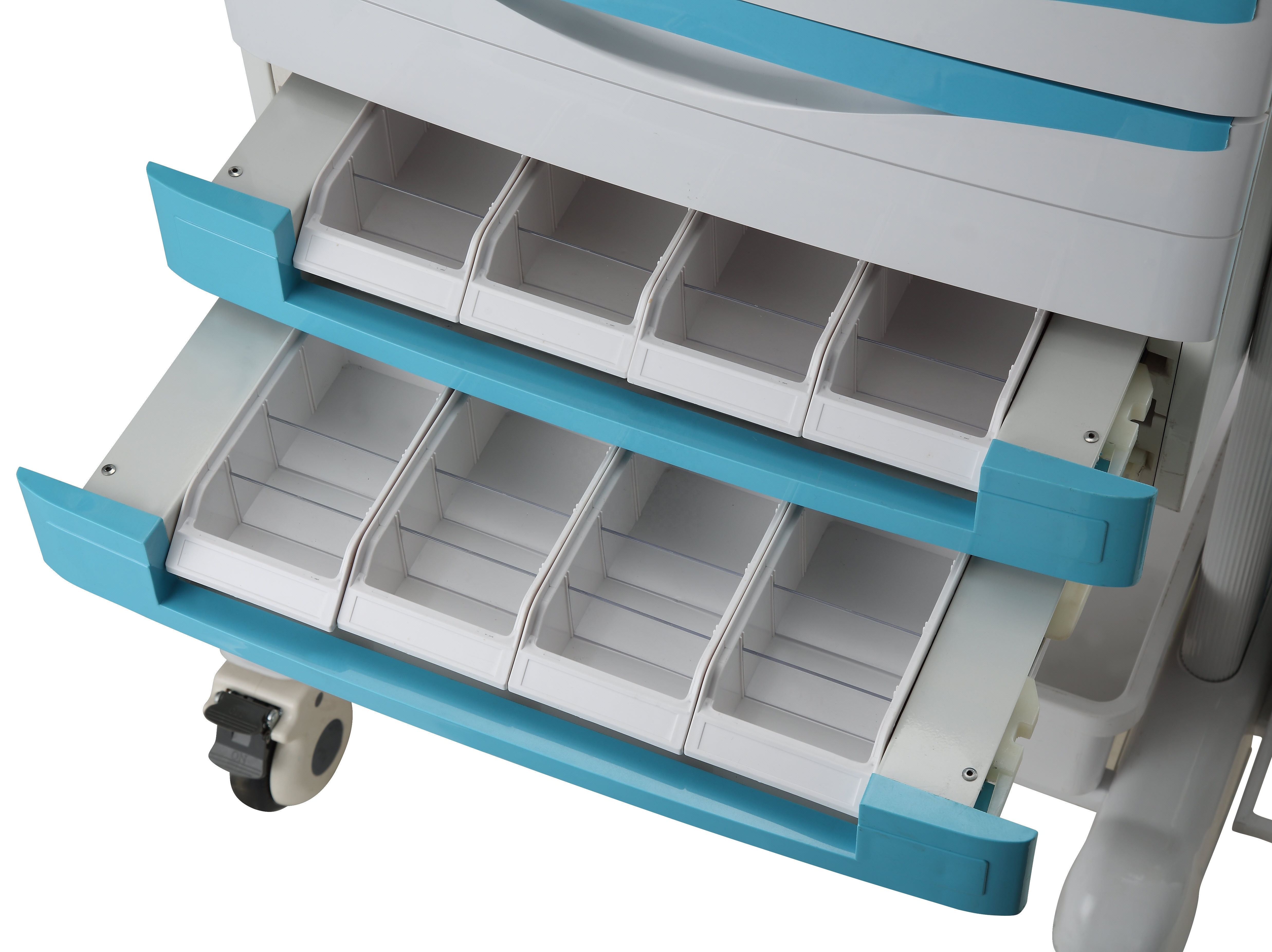 Used Mobile Adjustable Rolling Hospital Grade Laptop Carts On Wheels For Medical Offices