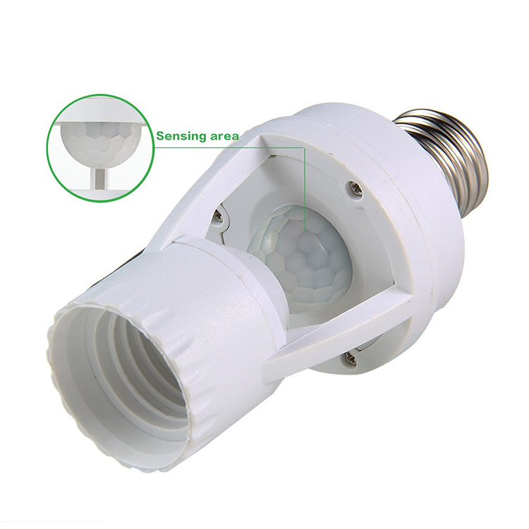 Motion Sensor LED Lamp Holder Switch E27 Socket Adapter 360 Detection Angle AC 100-240V for Basement, Pantry Room, Storage Room