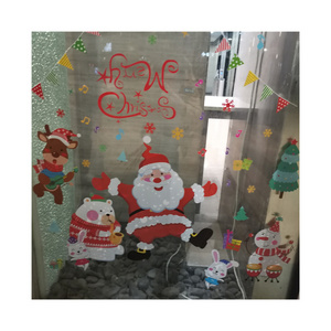 Customized Santa Snowman Static Vinyl Sticker UV Printed Merry Christmas Wall Sticker for Window Decorations Gift Packaging