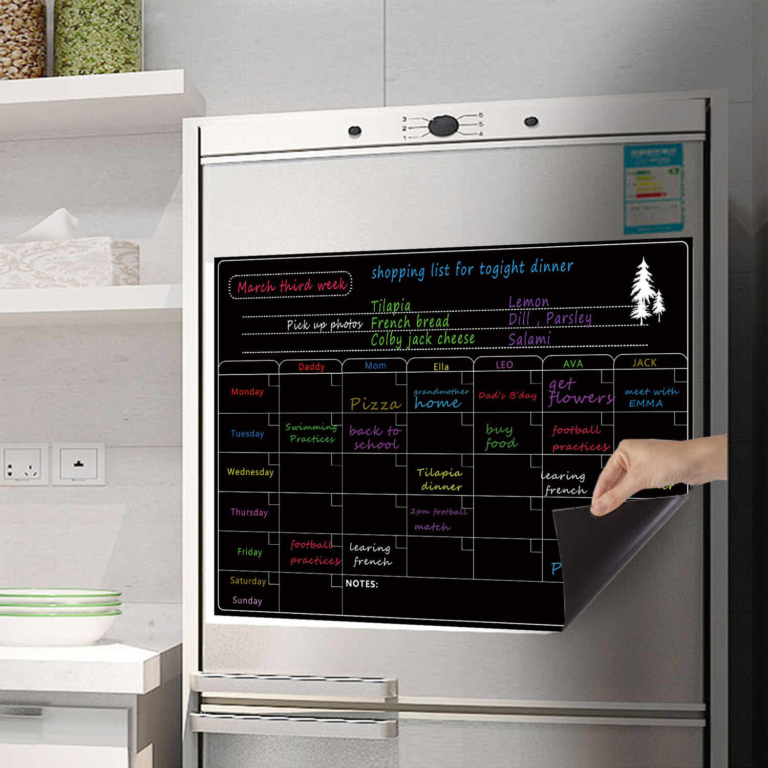 Magnetic Dry Erase Whiteboard, Shopping List And Office Notice Board, Dry Erase Calendar