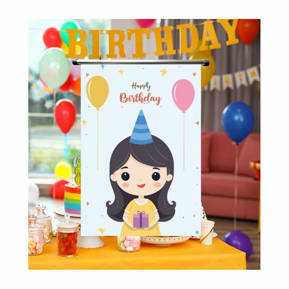 Factory Custom High Quality Cotton Canvas Material Digital Printing Hanging Scroll Banner For Birthday Celebration