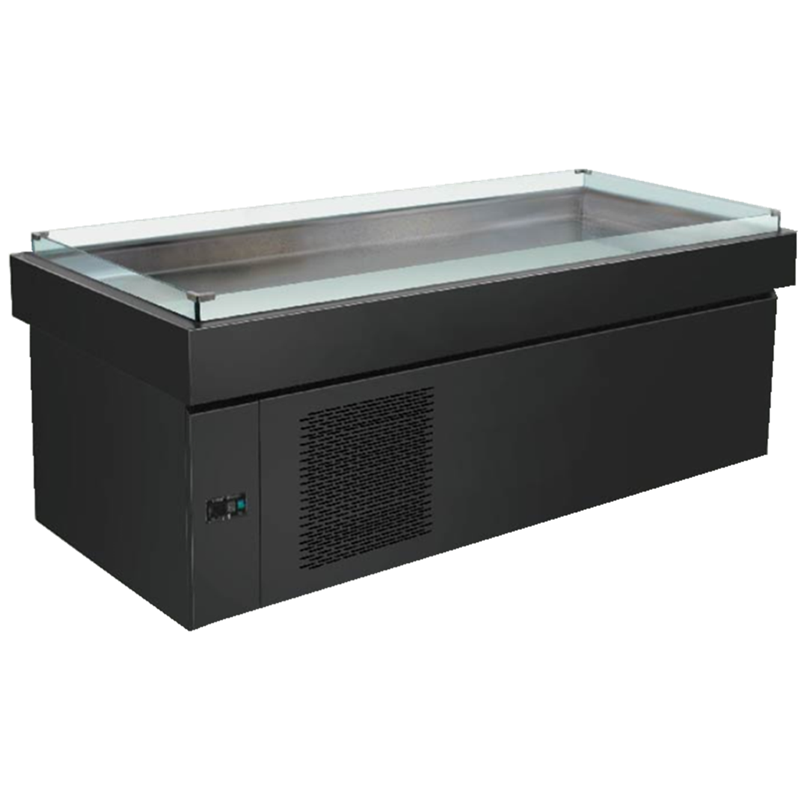 Commercial supermarket stainless steel refrigerator for fish freezer open top ice frozen sea food display fridge showcase