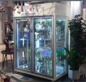 Commercial showcase for flowers glass door fridge display flower refrigerator