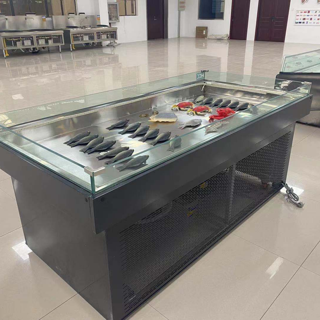 Supermarket Portable frozen food display table 304 stainless steel ice freezer for seafood