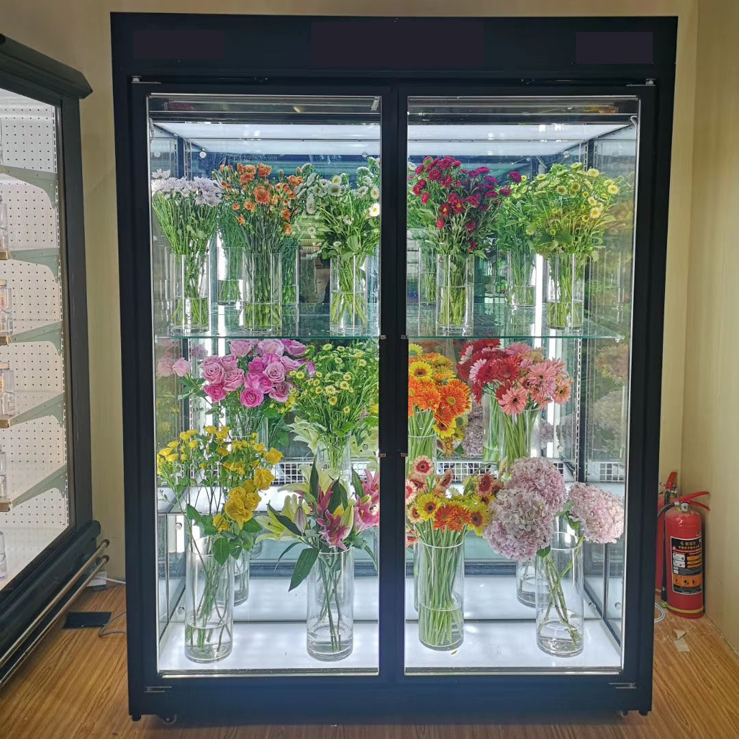 High quality stainless steel and food grade PE material florist refrigerated display cabinet