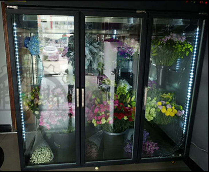 Commercial showcase for flowers glass door fridge display flower refrigerator