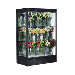 Commercial showcase for flowers glass door fridge display flower refrigerator